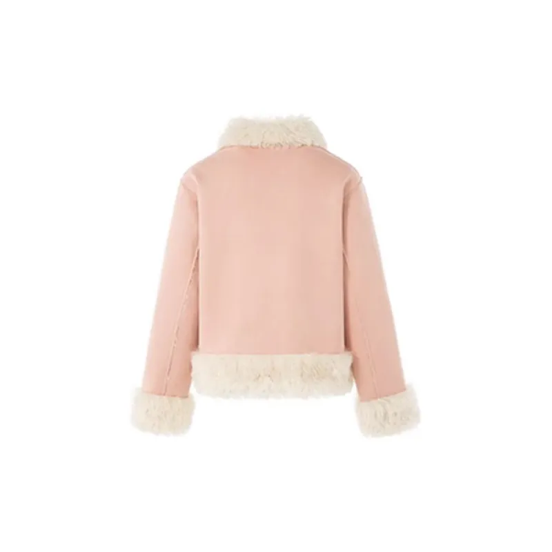 SUNSUNTOWN Puffer Jacket Women's Pink Beige-1