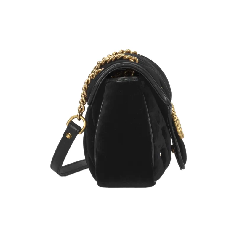 GUCCI GG Marmont Velvet Crossbody Bag Shoulder Bag Women's Black-2