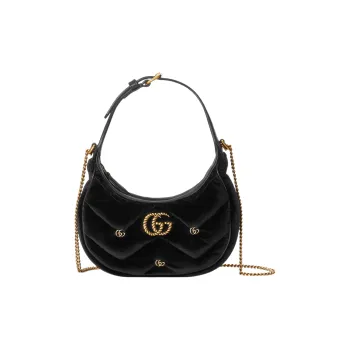 GUCCI GG Marmont Velvet Handbag Shoulder Bag Women's Black