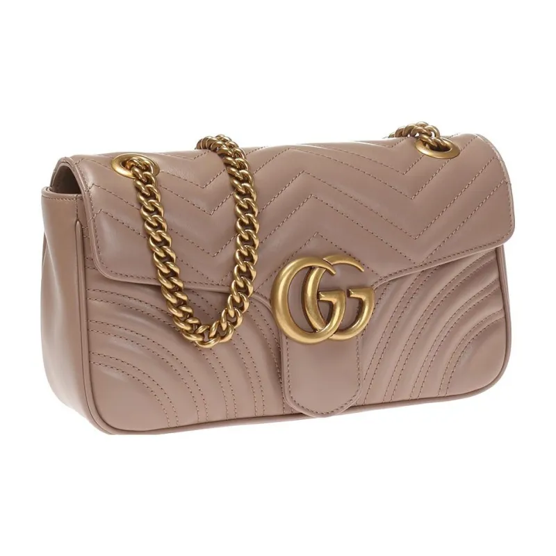 GUCCI Marmont Quilting Leather Chain Bag Shoulder Bag Crossbody Bag Women's Nude Pink-1