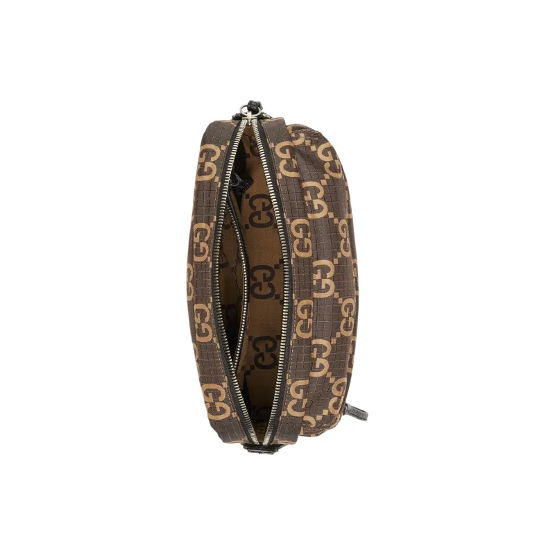GUCCI Recycled Polyester Shoulder Bag, Crossbody Bag Medium Size Men's Ebony & Beige-6