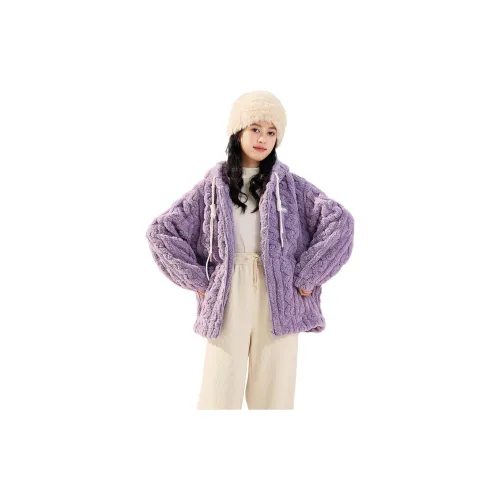 Tonlion Velvet Jackets Women's Lavender