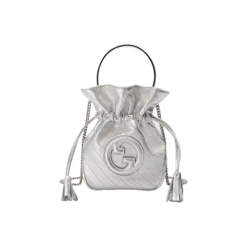 GUCCI Blondie Leather Bucket Bag, Portable Crossbody Bag, Shoulder Bag Mini Women's Silver