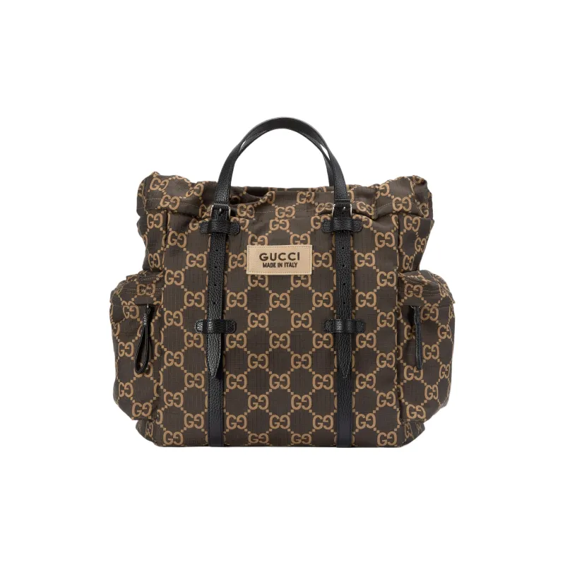 GUCCI Recycled Polyester Tote Bag Shopping Bag Handbag Medium Size Men's Ebony & Beige-0