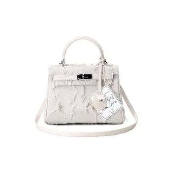 Emotional World Embroidery Shoulder Bag Crossbody Bag Handbag 25 Unisex White/Pink/Black
