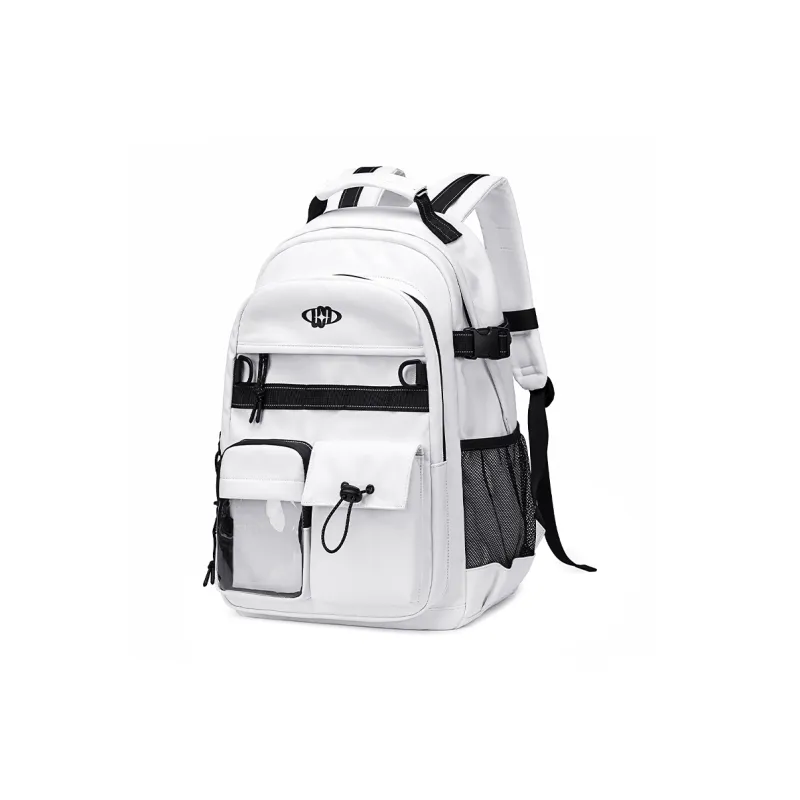 WINNER Polyester With Leather Backpack Regular Unisex White/Black/Pink/Sky Blue-2