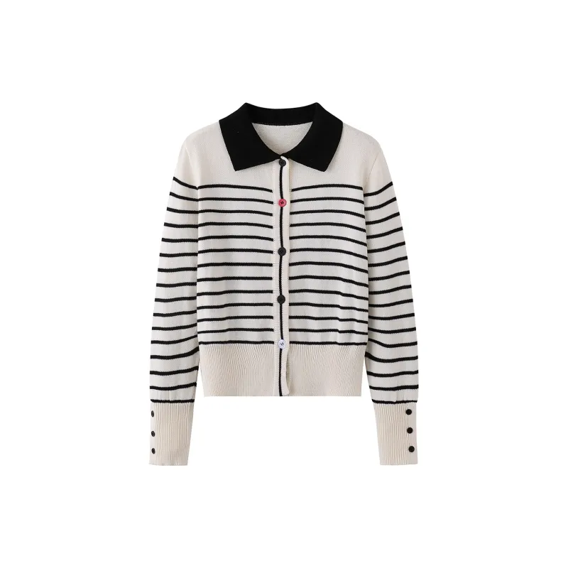 Love Elaine Knitwear Women's Black White Stripes-1