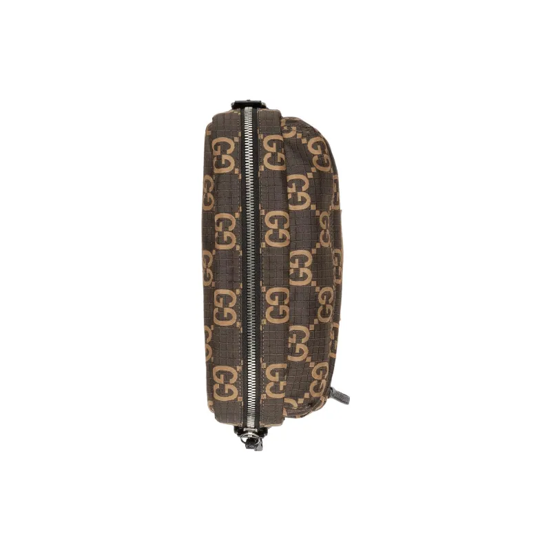 GUCCI Recycled Polyester Shoulder Bag, Crossbody Bag Medium Size Men's Ebony & Beige-5