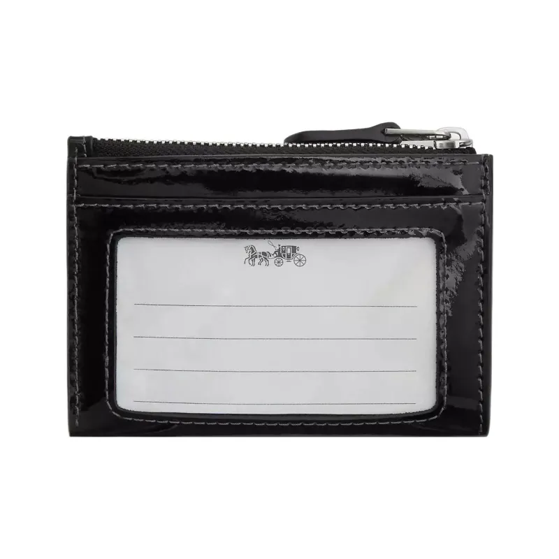 COACH Patent Leather Coin Purses Card Holders Mini Unisex Silver & Black-1
