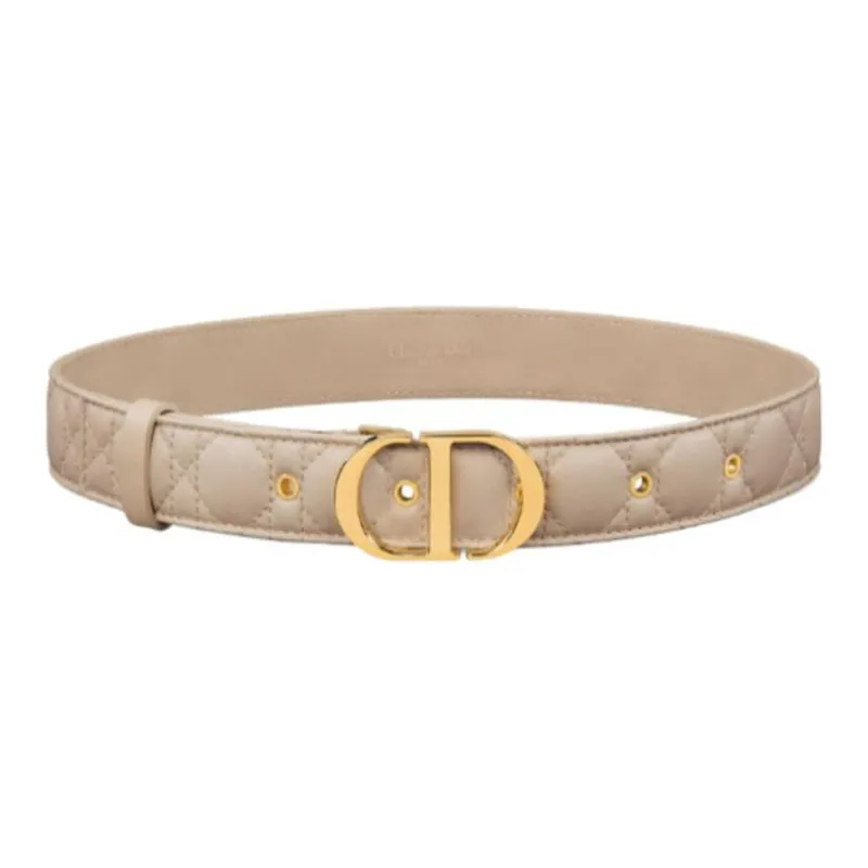 DIOR Classic CD Logo Smooth Buckle Calfskin Leather Belts Women's Brown Width: 2CM-1