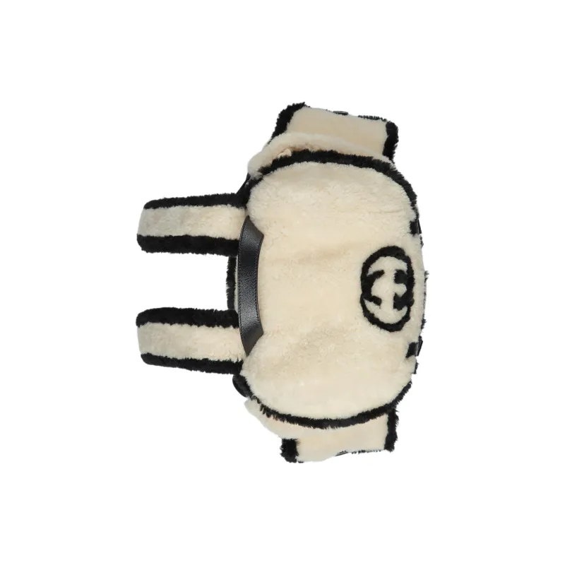 GUCCI Shearling Bonded Leather Backpack Men's Gray White & Black-5