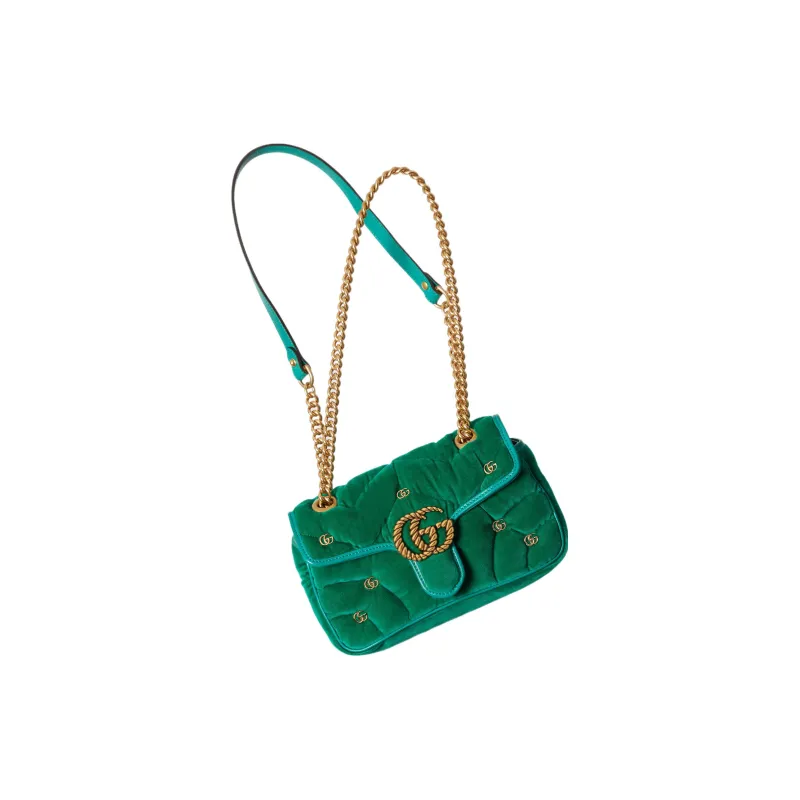 GUCCI GG Marmont Velvet Crossbody Bag Shoulder Bag Women's Green-7