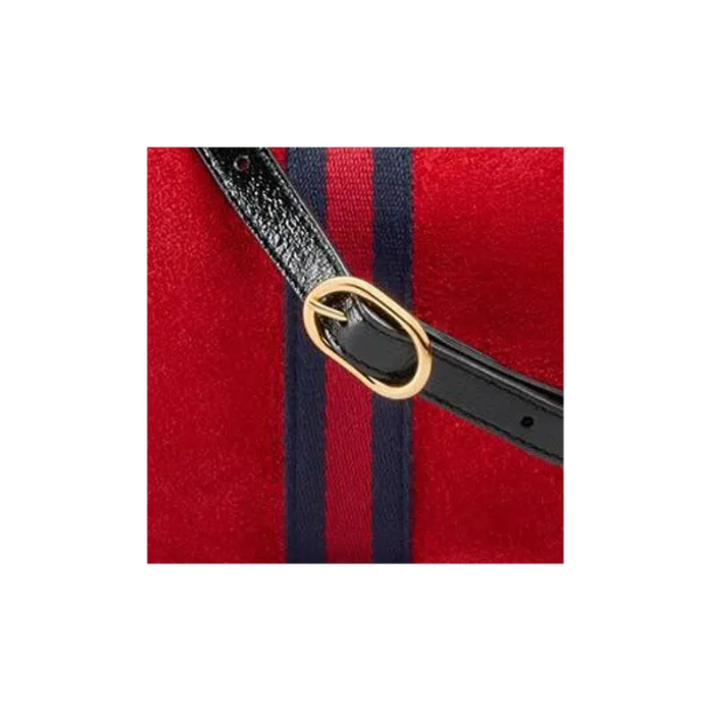 GUCCI Suede Patent Leather Binding Camera Bag Shoulder Bag Crossbody Bag Mini Women's Red/Black-4