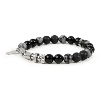 FOUNDIN Snowflake Stone Volcanic Stone Titanium Steel Bracelets Unisex