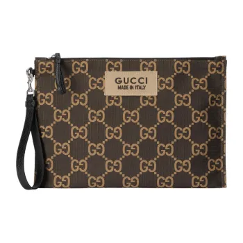 GUCCI Recycled Polyester Clutch Men's Ebony & Beige
