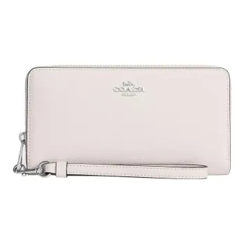 COACH Leather Wrist Bag Coin Purse Wallet Small Size Women's Silver/Pink White