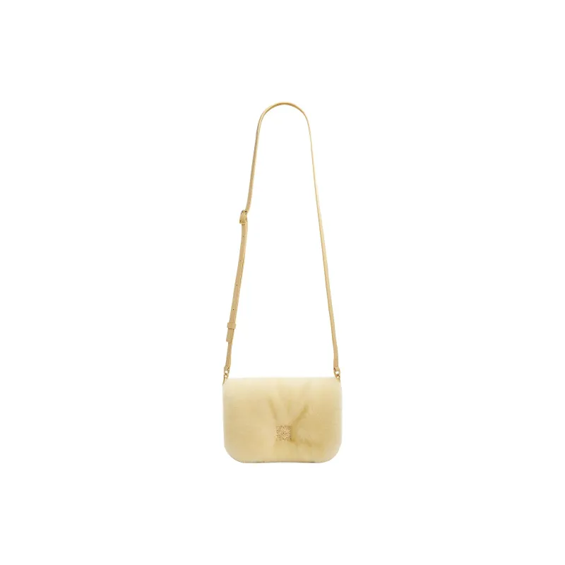 LOEWE Goya Sheared Wool Shoulder Bag Crossbody Bag Mini Women's Vanilla Yellow-5