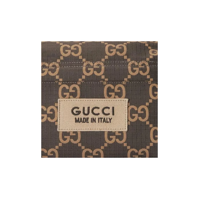 GUCCI Recycled Polyester Shoulder Bag, Crossbody Bag Medium Size Men's Ebony & Beige-8