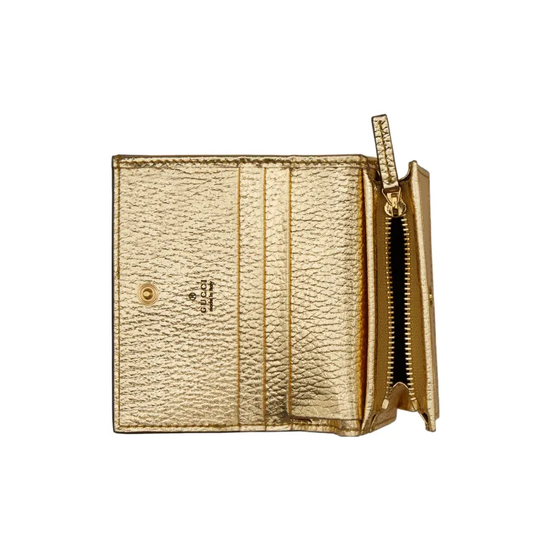 GUCCI GG Marmont Canvas With Leather Card Holder Regular Women's Gold & Brown-5