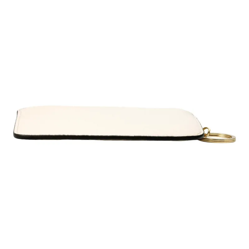COACH Key Case High Quality Pebbled Leather Card Holder Wallet Regular Women's White-3