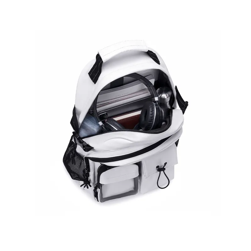 WINNER Polyester With Leather Backpack Regular Unisex White/Black/Pink/Sky Blue-5