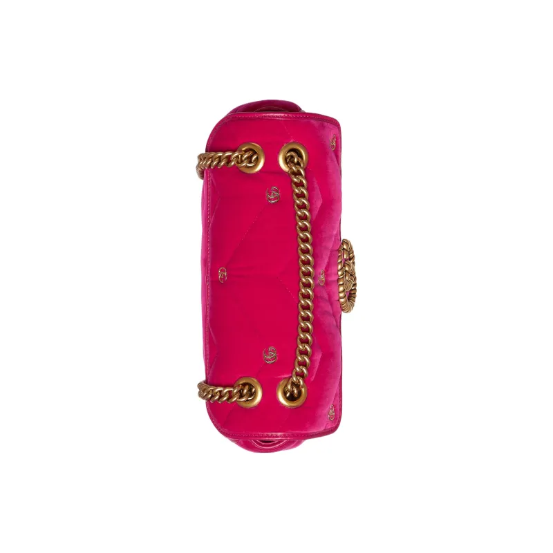 GUCCI GG Marmont Velvet Crossbody Bag Shoulder Bag Small Size Women's Dark Pink-4