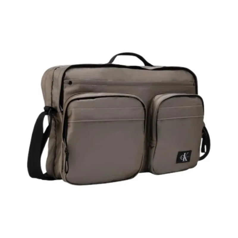 CALVIN KLEIN Fabric Handbag, Shoulder Bag, Crossbody Bag, Travel Bag Men's Gray Coffee-1