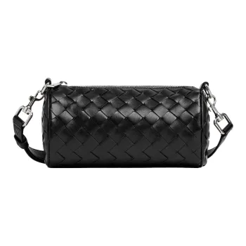 Bottega Veneta Intrecciato Cow Leather Cylinder Bag Shoulder Bag Crossbody Bag Mini Men's Black