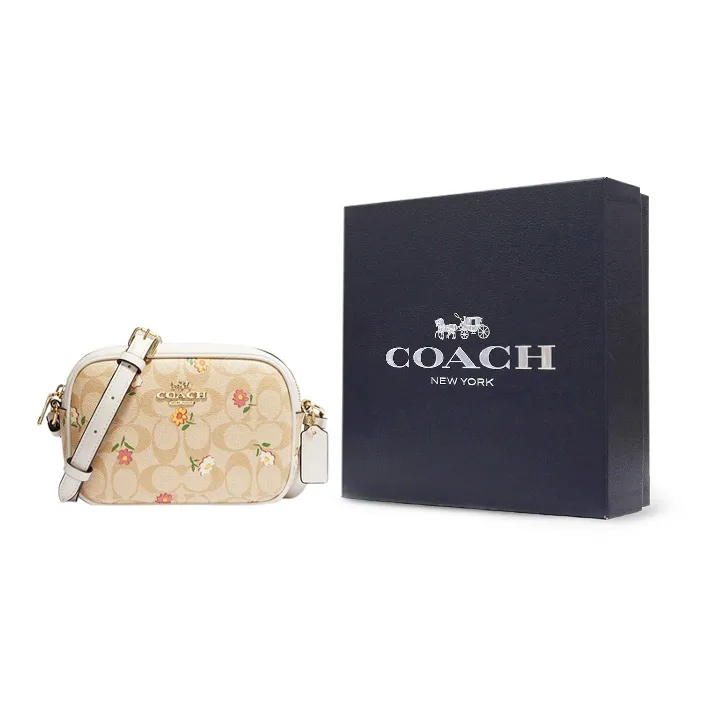 COACH Jamie Coated Canvas With Leather Camera Bag Shoulder Bag Crossbody Bag Mini Women's Light Khaki-5
