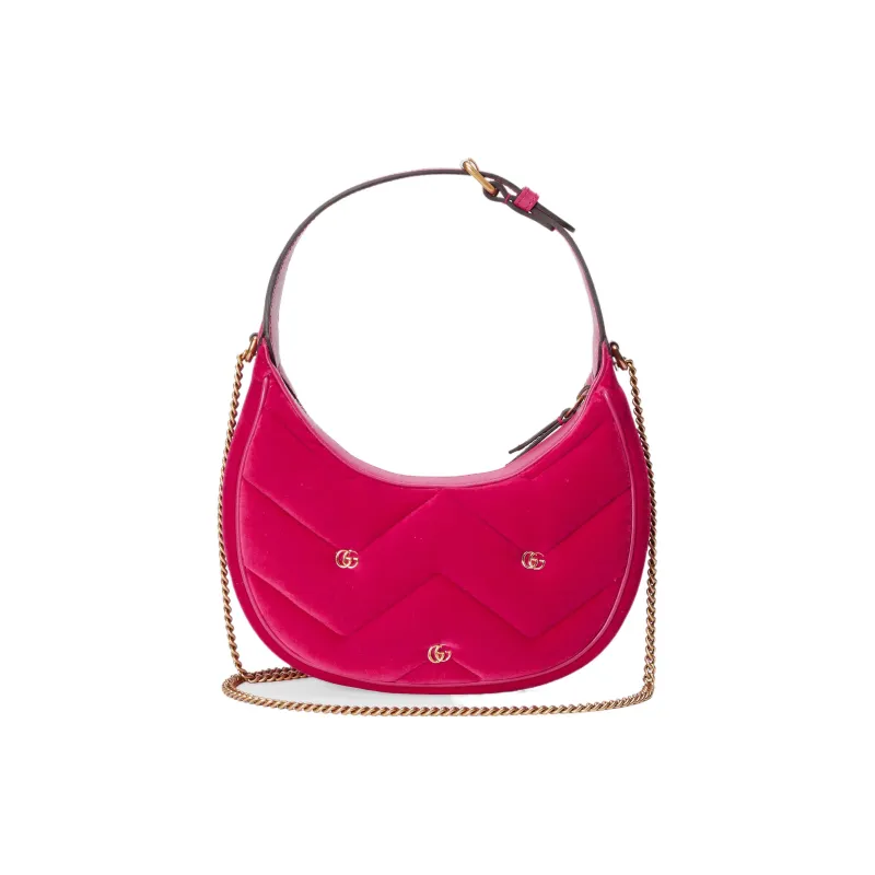 GUCCI GG Marmont Velvet Handbag Shoulder Bag Mini Women's Dark Pink-3