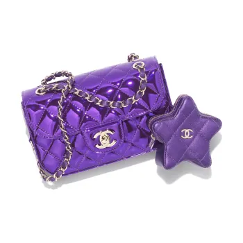 CHANEL Calfskin With Lambskin Flap Bag, Star Shaped Coin Purse, Shoulder Bag, Crossbody Bag Mini Women's Purple