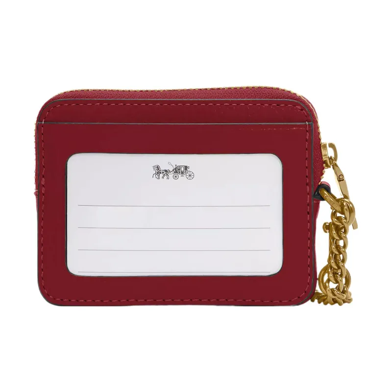 COACH Card Case Eggstone Grain Leather Coin Purses Card Holders Regular Women's Gold Multicolor Peach-1
