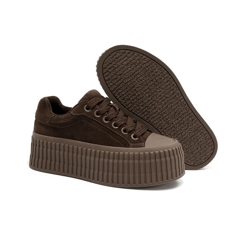EBLAN Cushioning Wear Resistant Low Top Casual Shoes Women's Brown-4