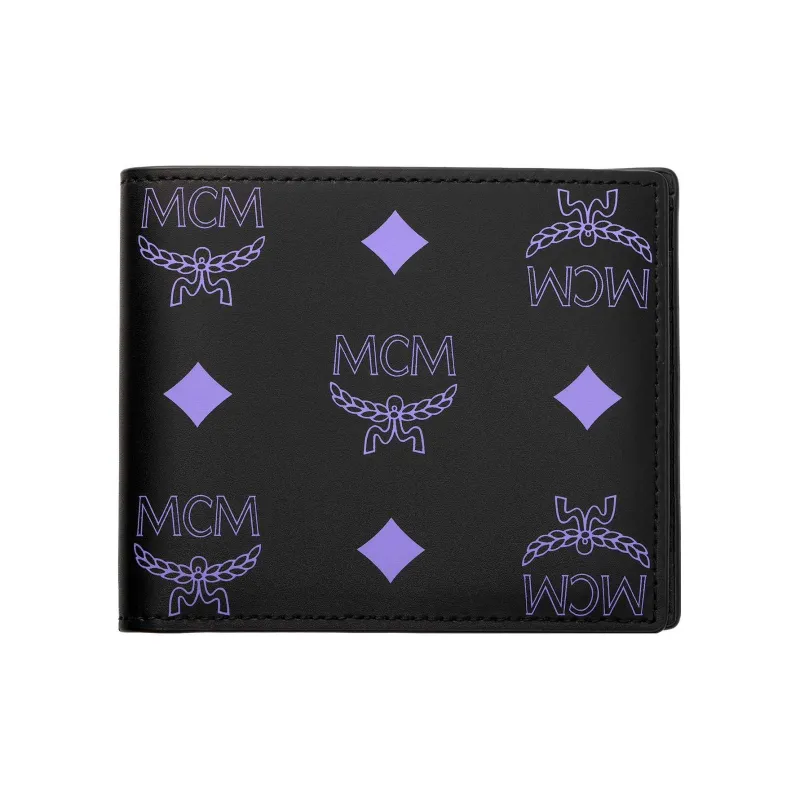 MCM Leather Wallet Men's Black Purple-0