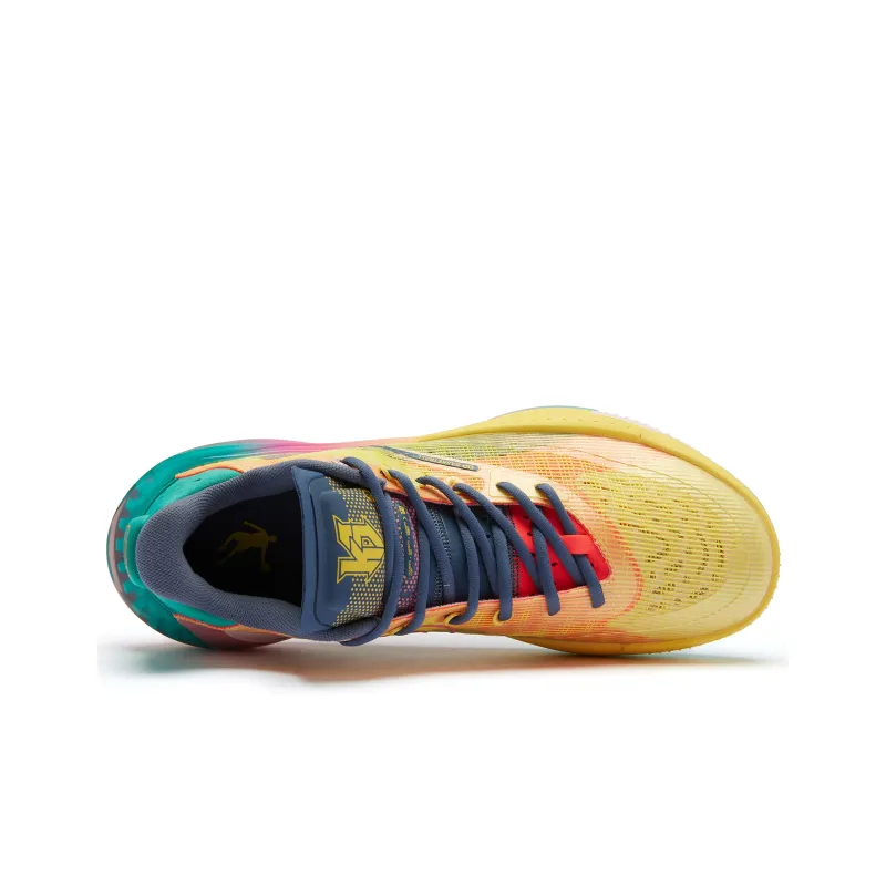 QIAODAN Sharp RISE Good Luck Cushioned Wear Resistant Lightweight Low Top Basketball Shoes Men's Yellow Blue-3
