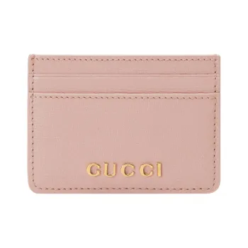 GUCCI Leather Card Holder Women's Light Pink