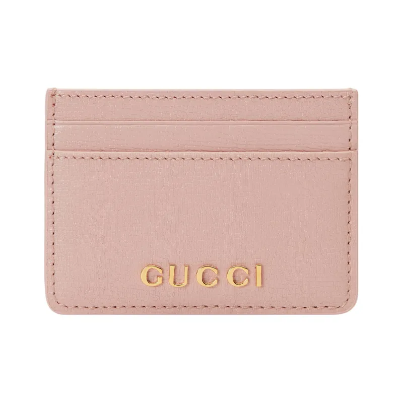 GUCCI Leather Card Holder Women's Light Pink-0