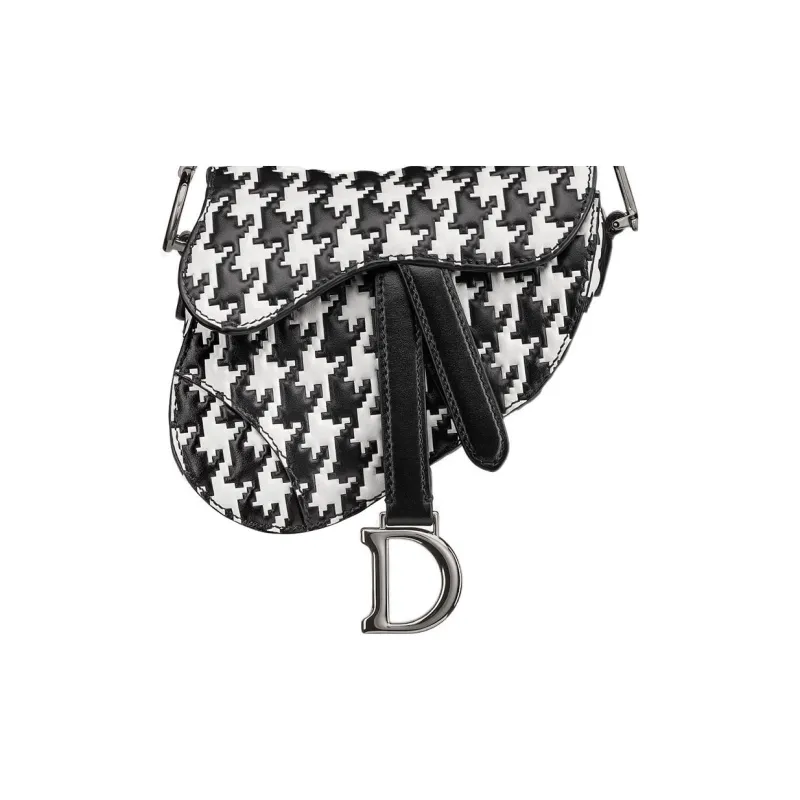 DIOR Cow Leather Saddle Bag Shoulder Bag Crossbody Bag Handbag Extra Mini Women's Black/White-5