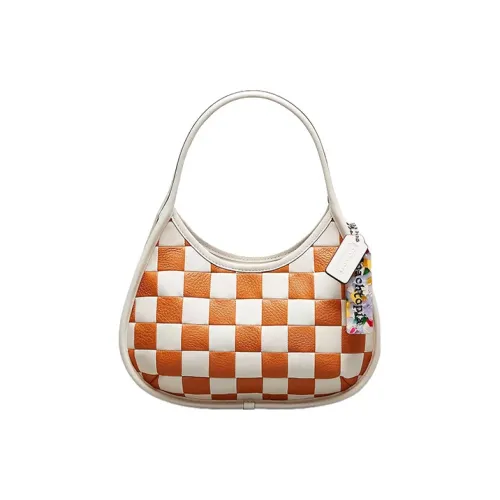 Coachtopia Refined Leather Shoulder Bag, Handbag, Shoulder Bag Medium Size Women's Chalk & Faded Orange