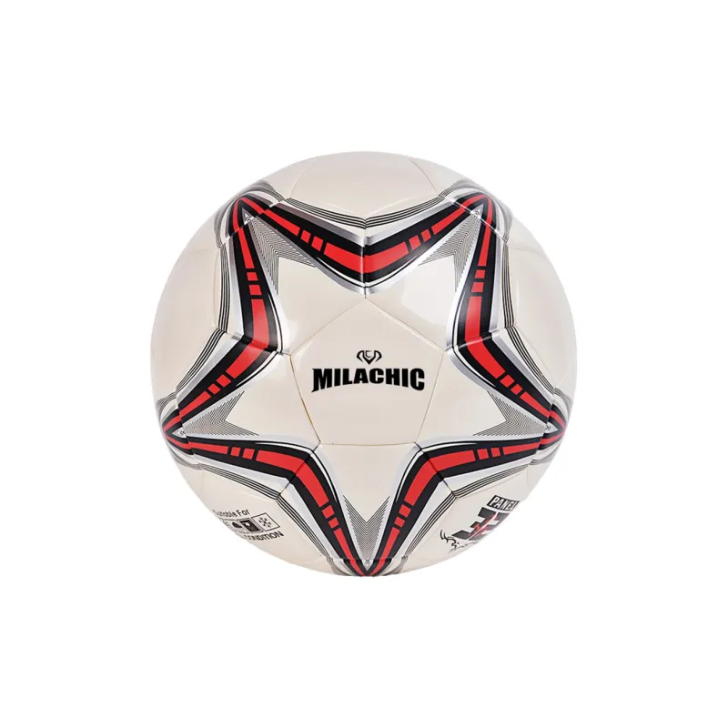 MILACHIC Size 5 Soccer PU Machine Stitched Soccer Ball Unisex Beige Red-1