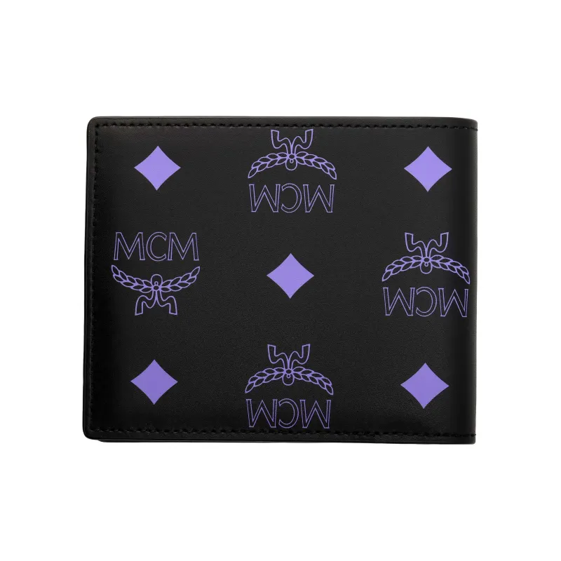 MCM Leather Wallet Men's Black Purple-1