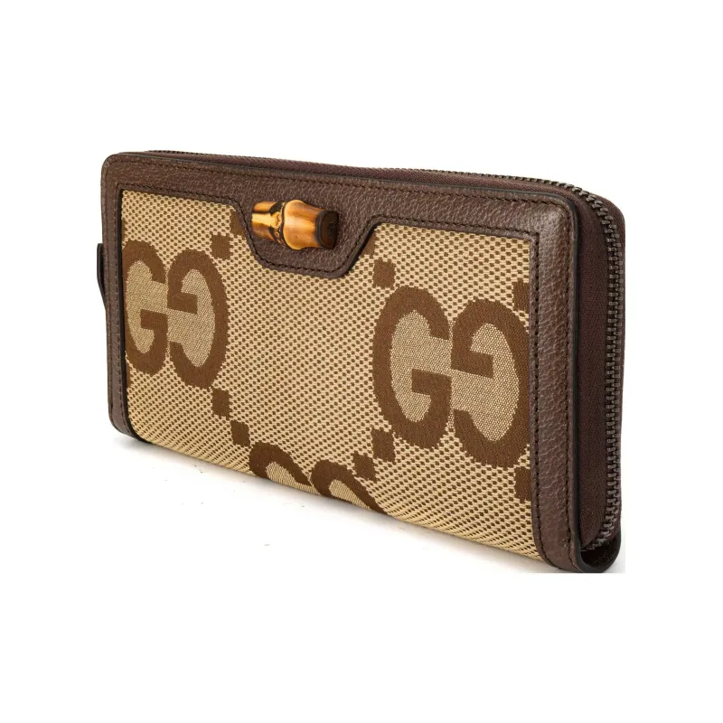 GUCCI Diana Canvas With Leather Canvas Bag Wallet Women's Ebony & Camel & Brown-2