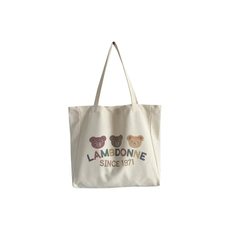 PINK·LAND Canvas Tote Bag Shopping Bag Canvas Bag Shoulder Bag Regular Women's White-1