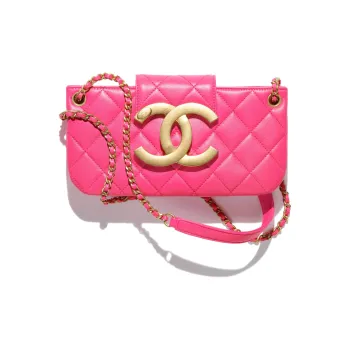 CHANEL Sheepskin Baguette Bag, Shoulder Bag, Crossbody Bag Women's Peach Pink