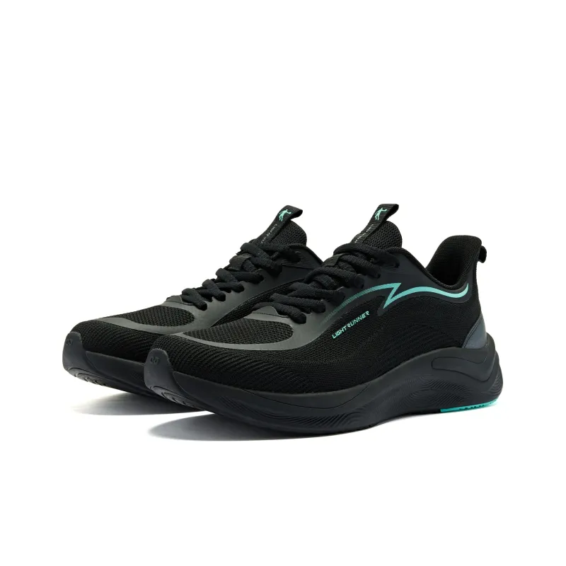 QIAODAN Running Shoes Men Low Top Black Green-2
