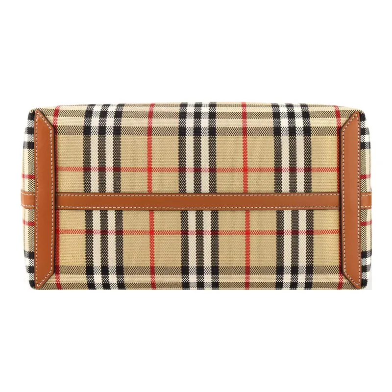 Burberry Check Cotton Small London Tote Bag Briar Brown/Black-5