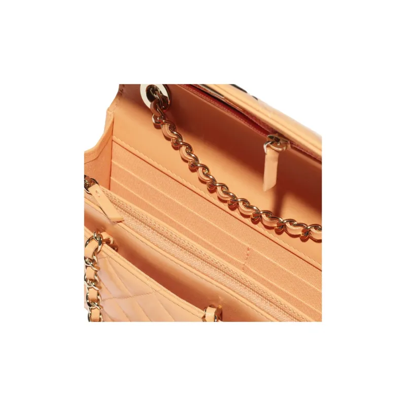 CHANEL Lambskin Shoulder Bag, Crossbody Bag, Wallet Women's Orange-3