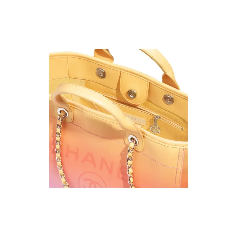 CHANEL Gradient Calfskin Tote Bag Shopping Bag Shoulder Bag Crossbody Bag Handbag Women's Orange/Coral/Pink-2