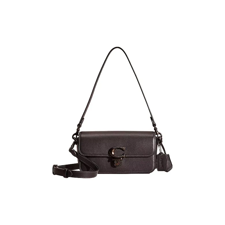 COACH Studio Glove Tanning Baguette Bag Portable Crossbody Bag Shoulder Bag Small Size Women's Black-0