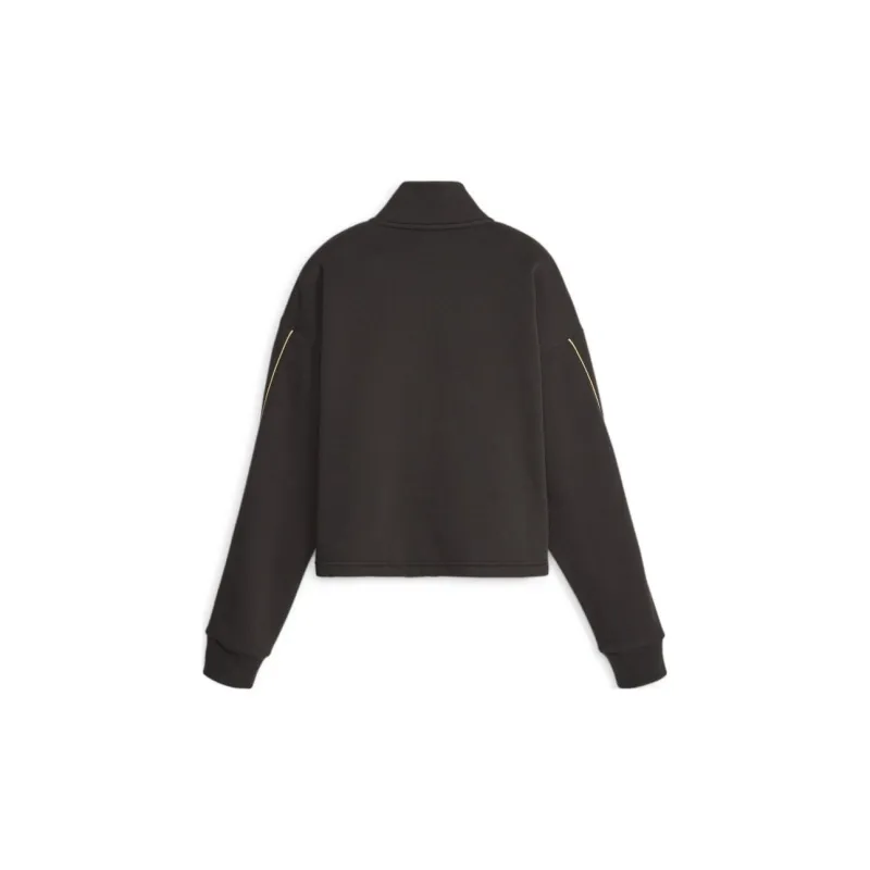 PUMA Essentials+ MINIMAL GOLD Half Zip Mock Neck Fleece Sweatshirt Women's Black-1